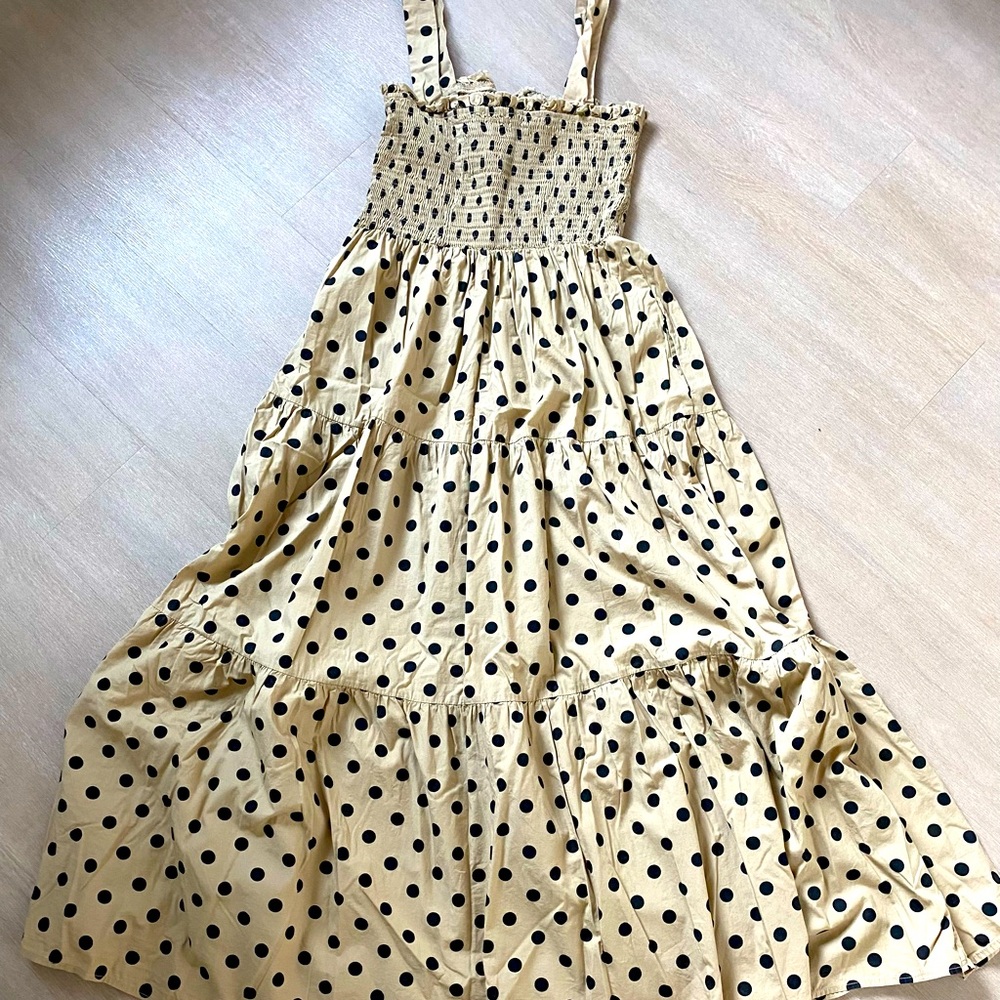 Camel Polka Dot Maxi Dress